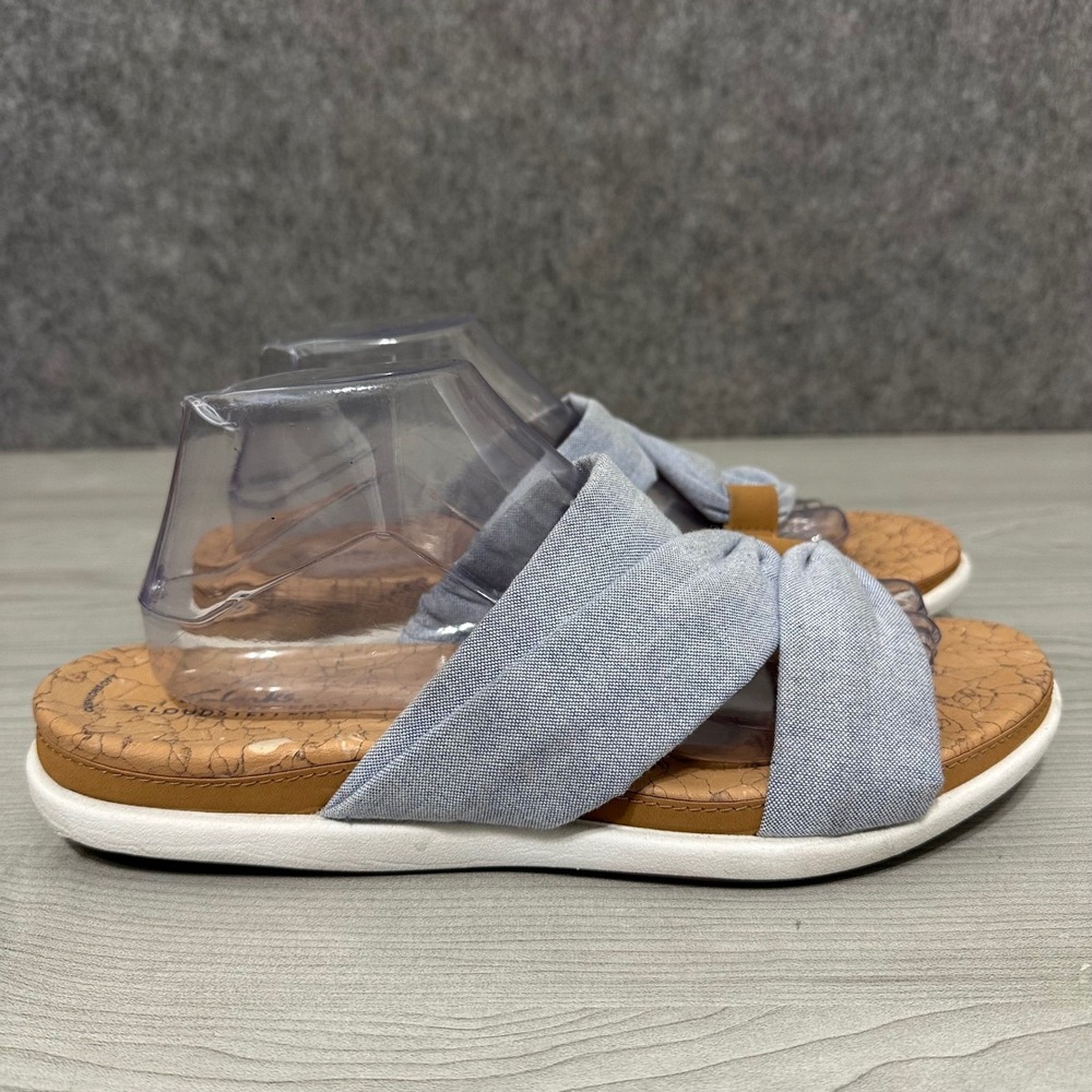 Clarks Cloudsteppers Eliza Skip Slide Sandals Women 11 Blue Denim Cork Footbed